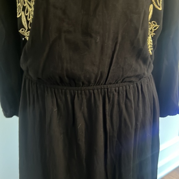 Cost Plus World Market | Dress gold embroidered and black Viscose L/XL - Picture 5 of 9